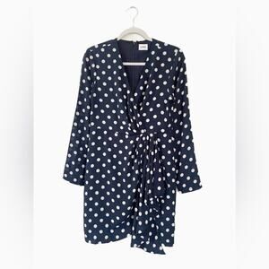 Lini Navy Polka Dot Wrap Dress
